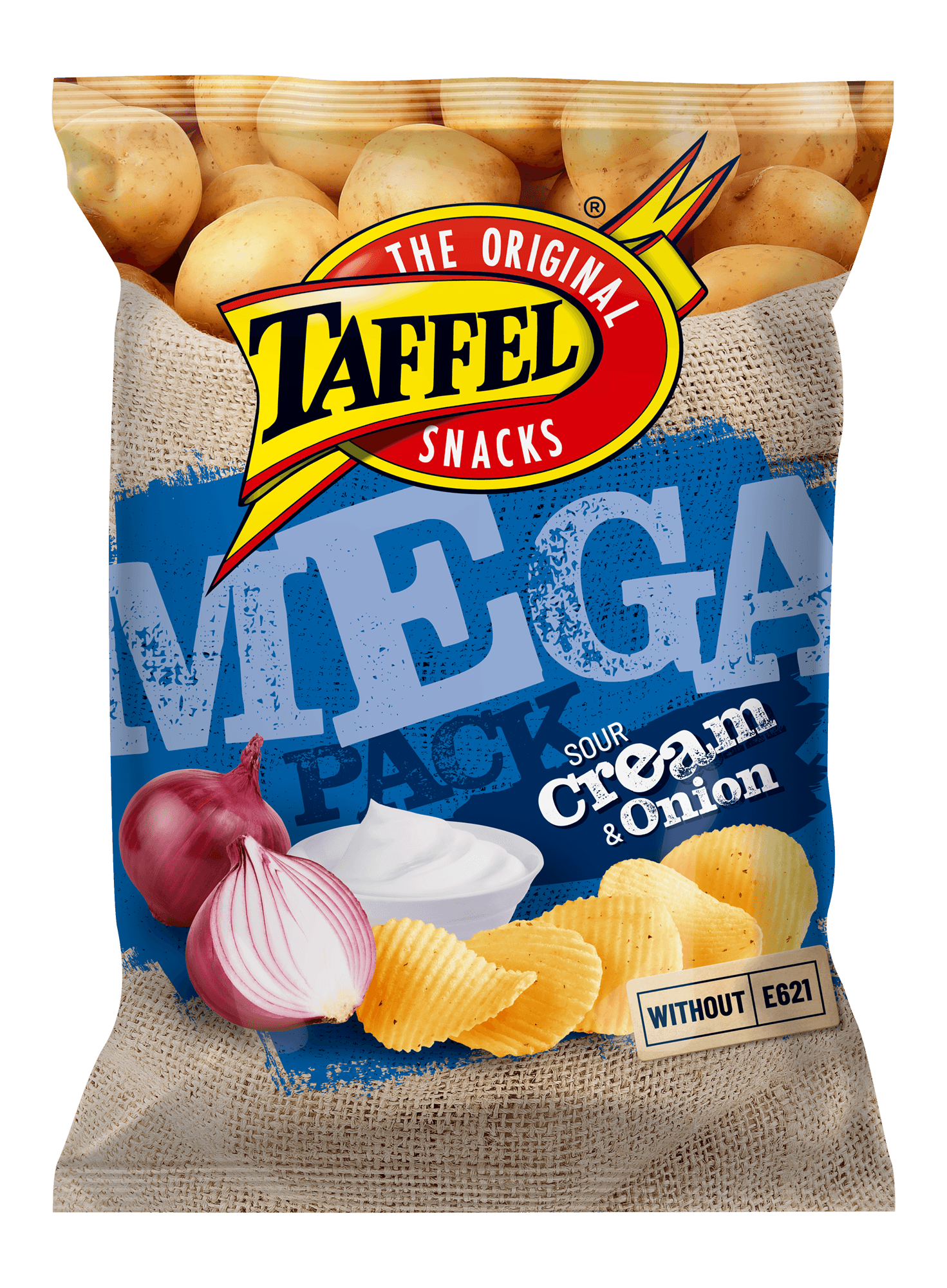 Potato chips with sour cream and onion flavour