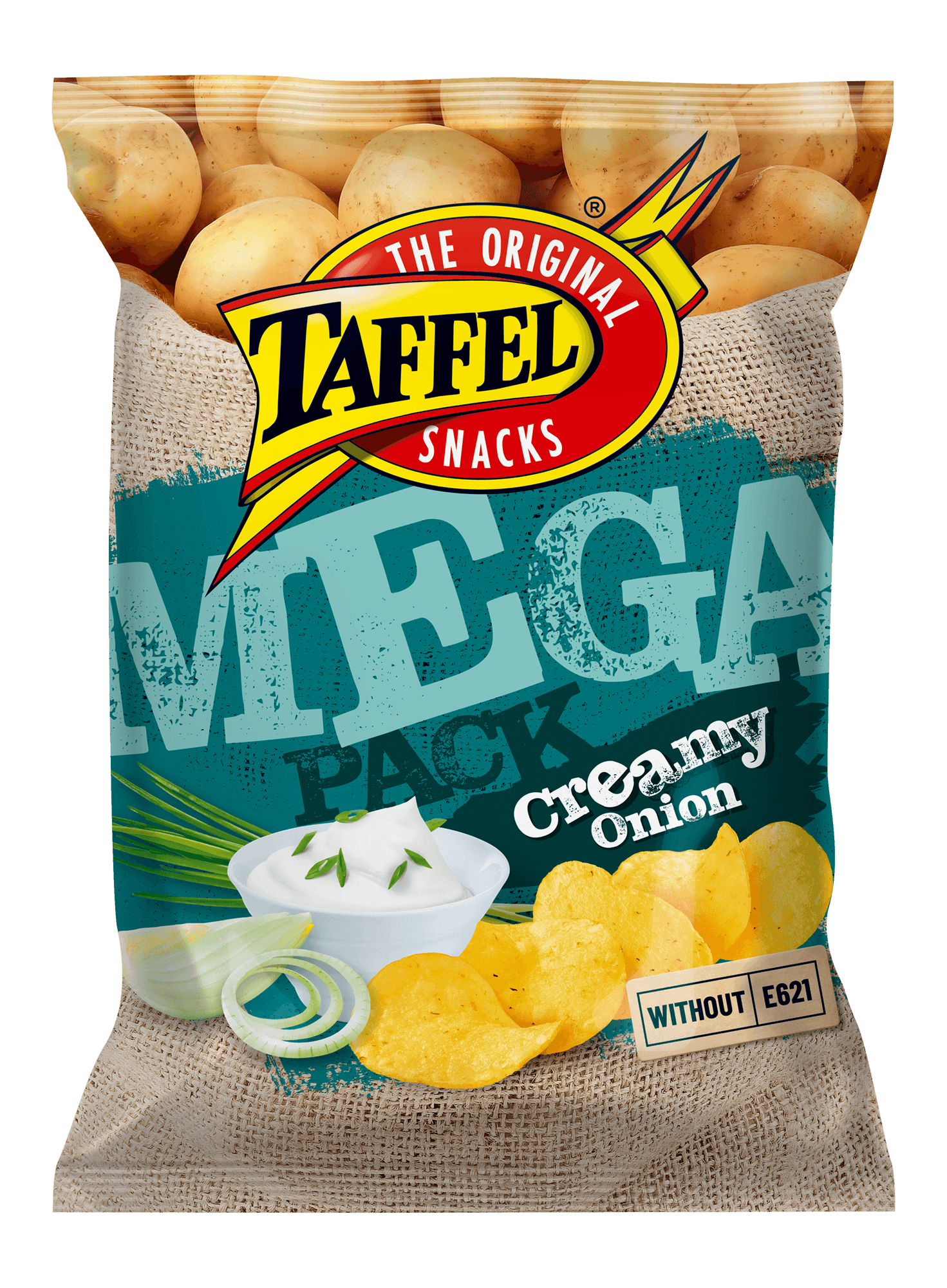 Potato chips with sour cream and onion flavour