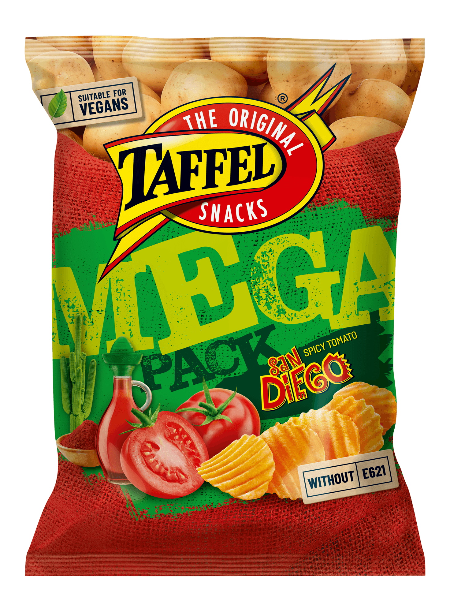 Potato chips San Diego with spicy tomato flavour